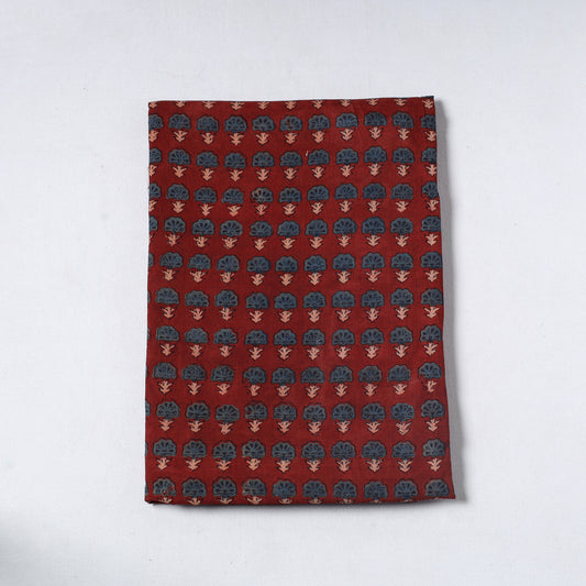 Red - Ajrakh Block Printed Cotton Precut Fabric (1.6 meter) 25