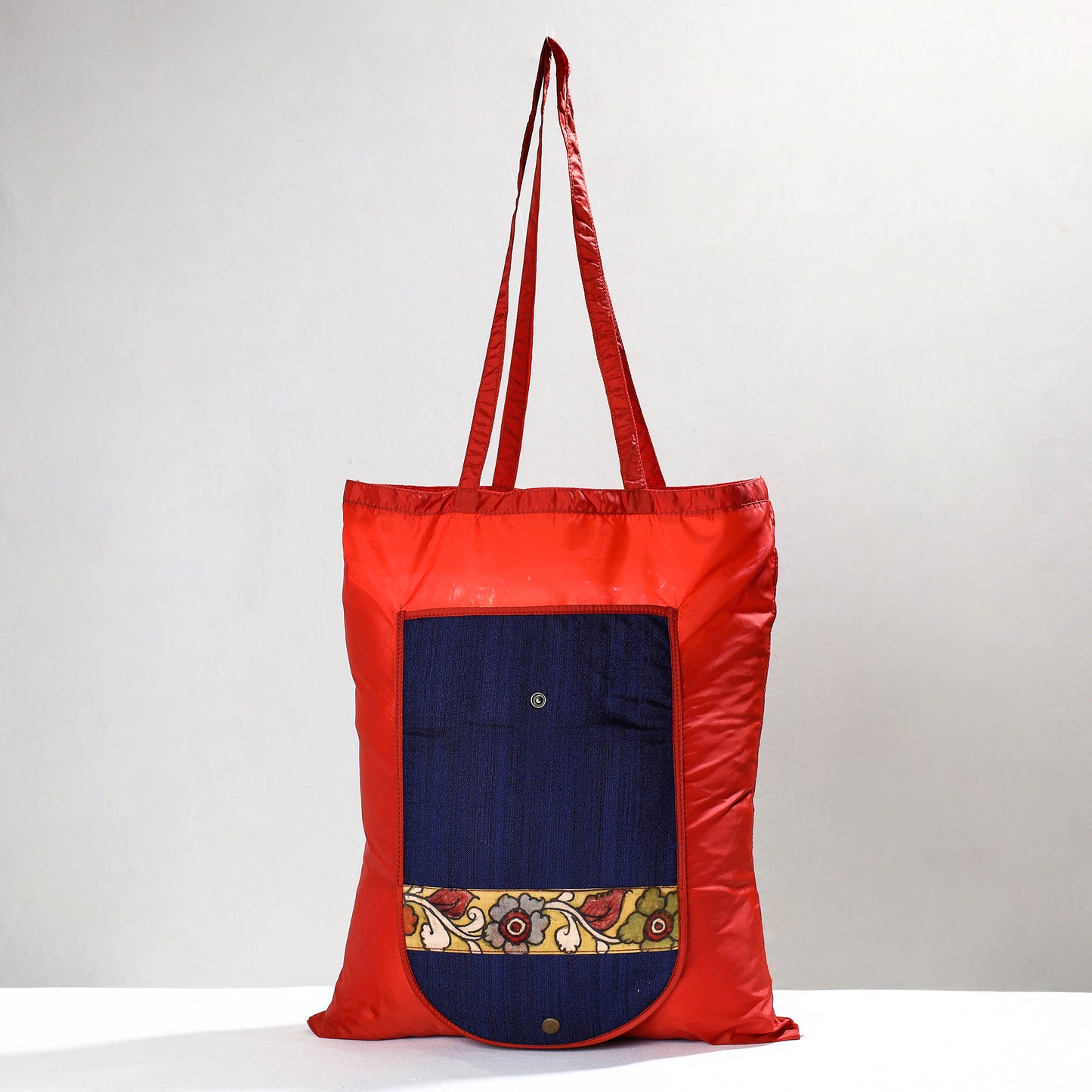 Handpainted Kalamkari Natural Dyed Ghicha Silk Clutch Jhola Bag