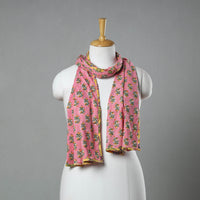 Pink - Sanganeri Block Print Cotton Stole 03