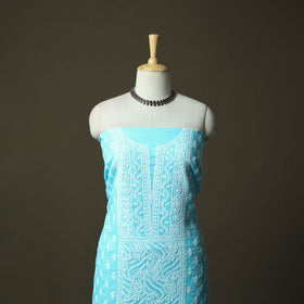 Lucknowi Hand Embroidered Kota Doria Cotton Chikankari 2pc Unstitched Dress Material 127