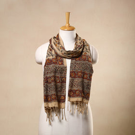 Buy Beige Kalamkari Print Handloom Cotton Mangalagiri Stole