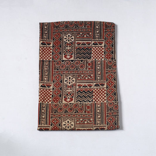 Brown - Ajrakh Block Printed Cotton Precut Fabric (1 meter) 27
