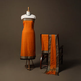 Dharwad Mercerised Cotton 3pc Unstitched Dress Material Suit Set with Woven Border 37