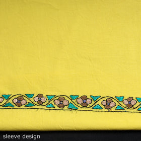  Yellow 2pc Kashida Hand Embroidery Cotton Dress Material