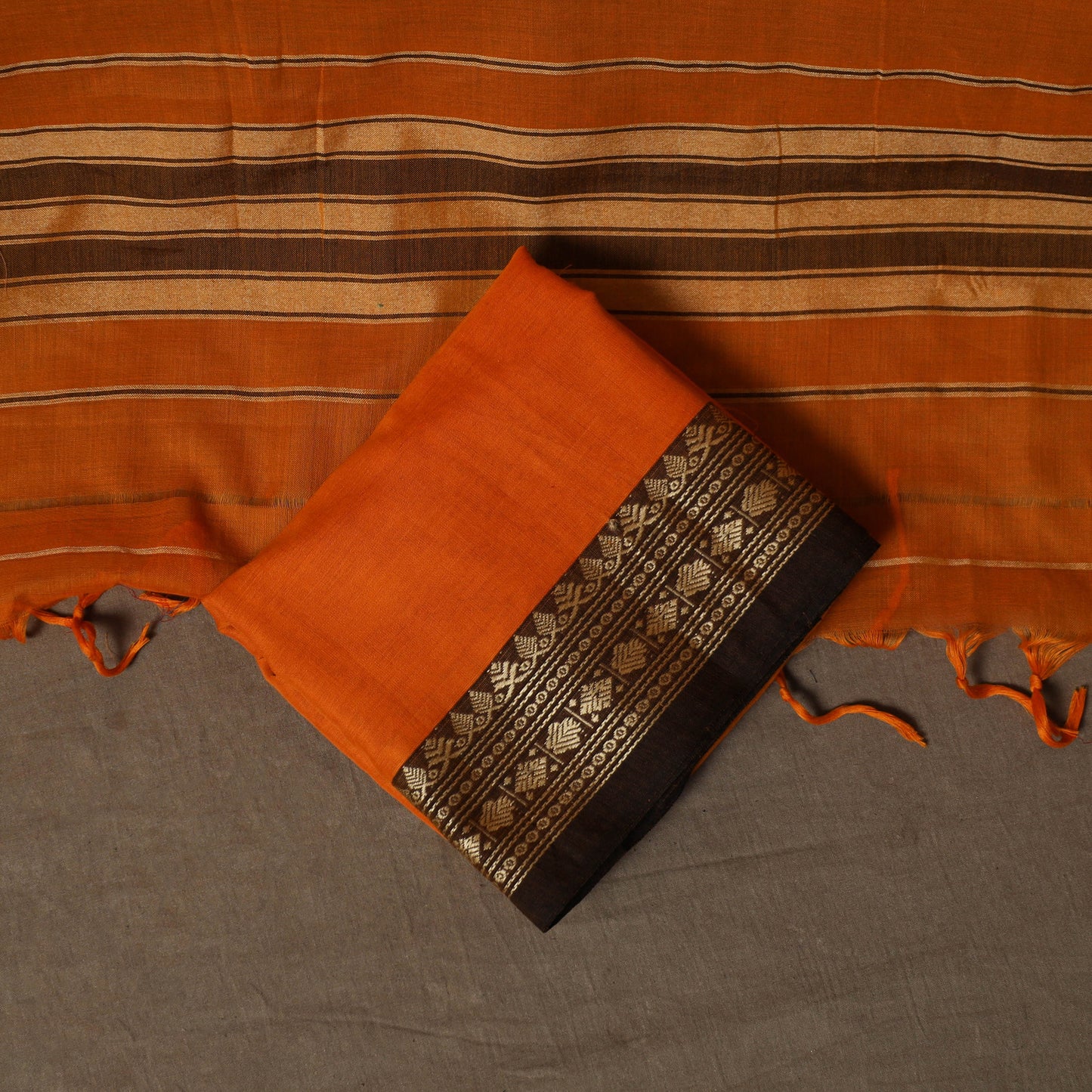 Dharwad Mercerised Cotton 3pc Unstitched Dress Material Suit Set with Woven Border 37