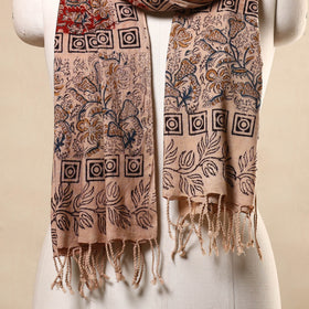  Red Kalamkari Print Handloom Cotton Mangalagiri Stole