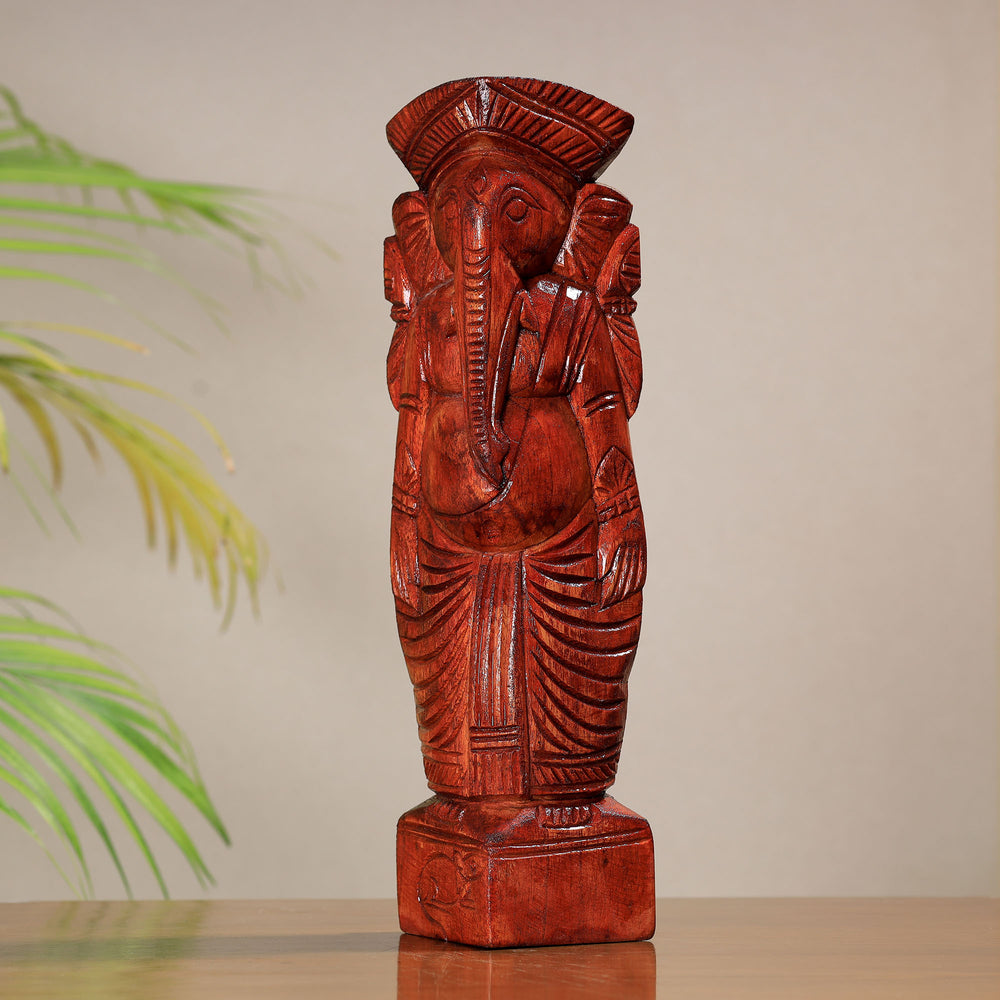 Lord Ganesha - Traditional Burdwan Wood Craft Sculpture (12 in) 62