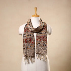 Beige Kalamkari Print Handloom Cotton Mangalagiri Stole