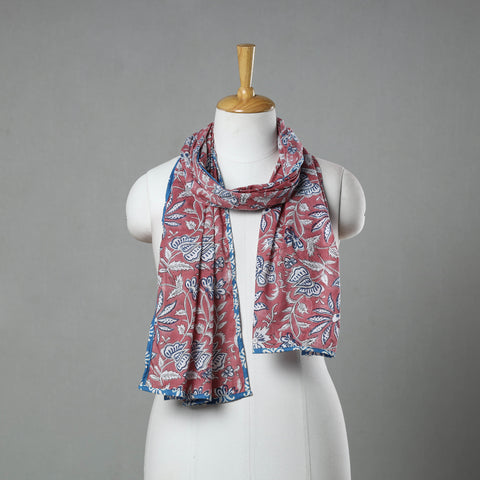 Maroon - sanganeri cotton stole 10 - handcrafted