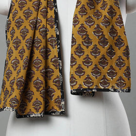 Yellow - Sanganeri Block Print Cotton Stole 11