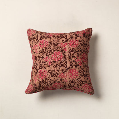 Brown - Hand Batik Printed Cotton Cushion Cover (16 x 16 in)