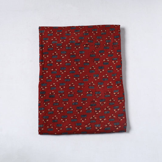 Red - Ajrakh Block Printed Cotton Precut Fabric (1.5 meter) 32