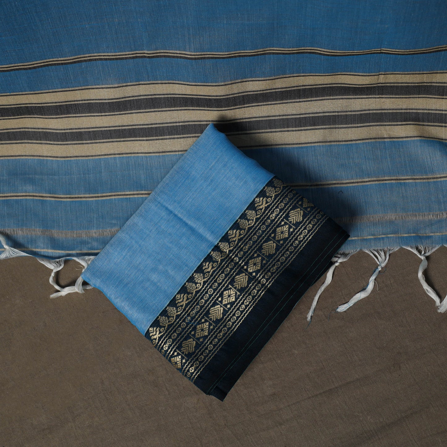 Dharwad Mercerised Cotton 3pc Unstitched Dress Material Suit Set with Woven Border 40