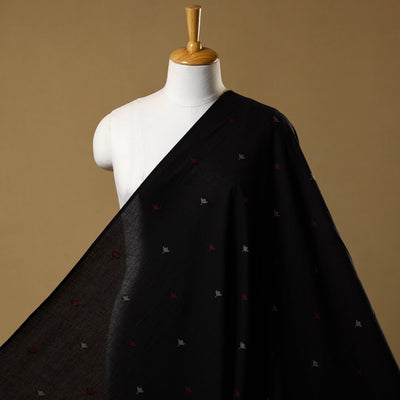 Black Prewashed Cotton Jacquard Fabric