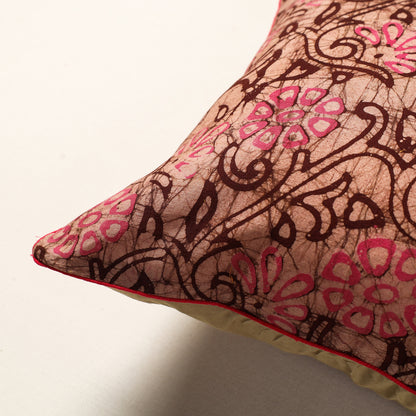 Brown - Hand Batik Printed Cotton Cushion Cover (16 x 16 in)