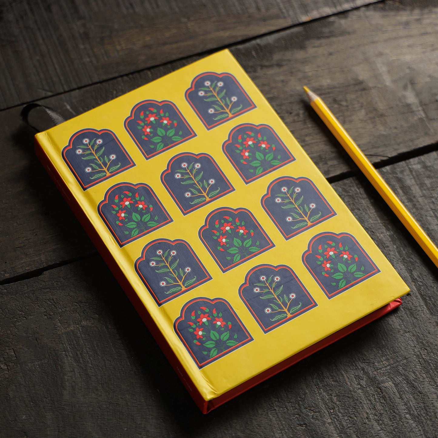 Yellow - Flower Motif Handmade Notebook