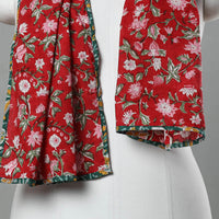 Red - Sanganeri Block Print Cotton Stole 13