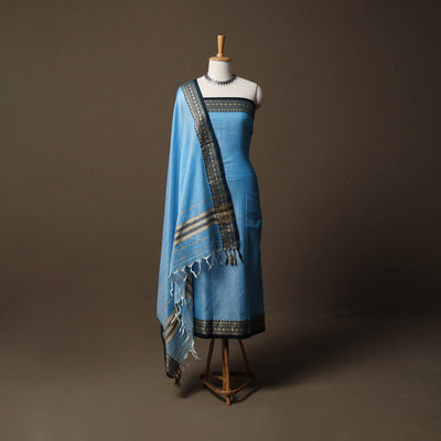 Dharwad Mercerised Cotton 3pc Unstitched Dress Material Suit Set with Woven Border 40