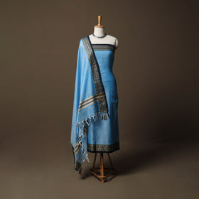 Dharwad Mercerised Cotton 3pc Unstitched Dress Material Suit Set with Woven Border 40