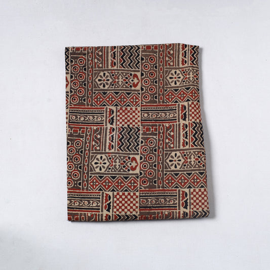 Brown - Ajrakh Block Printed Cotton Precut Fabric (1 meter) 33