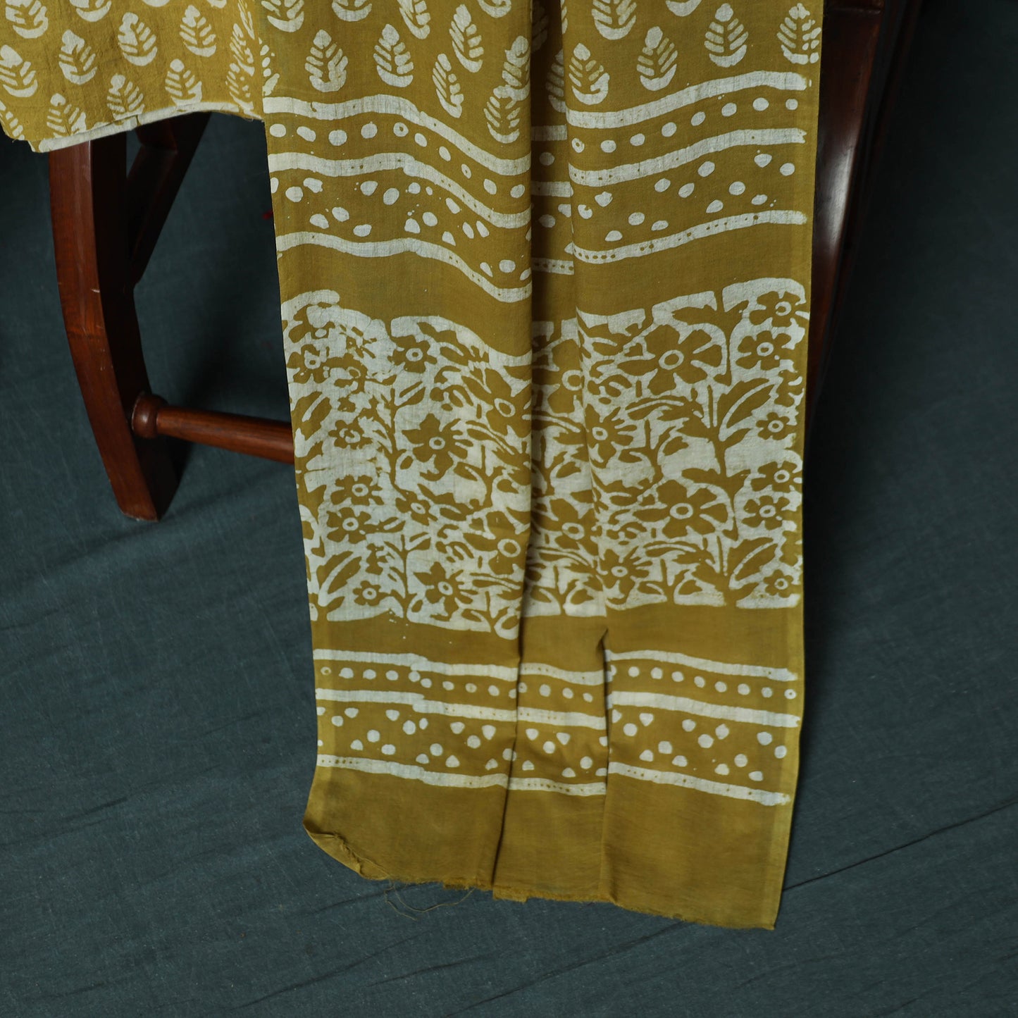 Kutch Hand Block Batik Print Cotton 3pc Unstitched Dress Material Suit Set 15