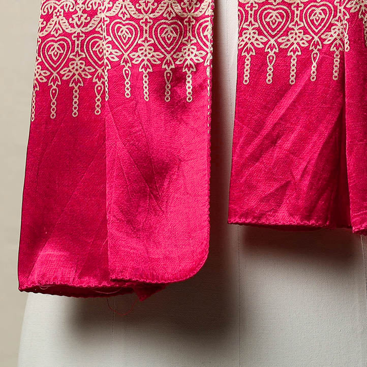 Pink - Mashru Silk Printed Ajrakh Stole 01