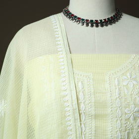Lucknowi Hand Embroidered Kota Doria Cotton Chikankari 2pc Unstitched Dress Material 125