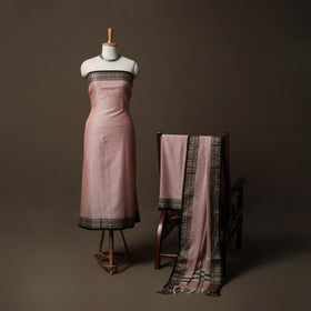 Dharwad Mercerised Cotton 3pc Unstitched Dress Material Suit Set with Woven Border 41