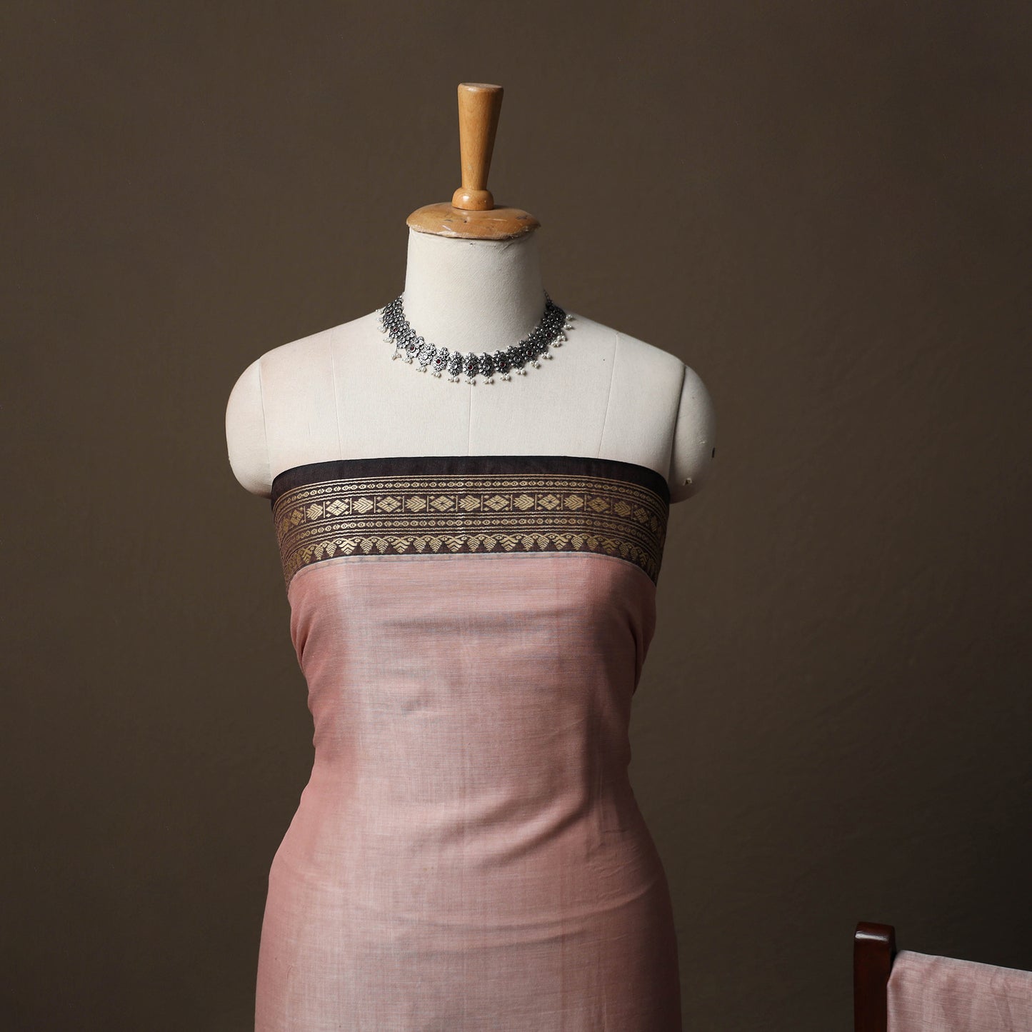 Dharwad Mercerised Cotton 3pc Unstitched Dress Material Suit Set with Woven Border 41
