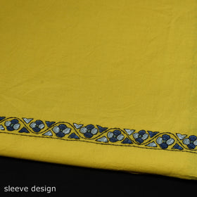  Yellow 2pc Kashida Hand Embroidery Cotton Dress Material