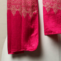 Pink - Mashru Silk Printed Ajrakh Stole 04