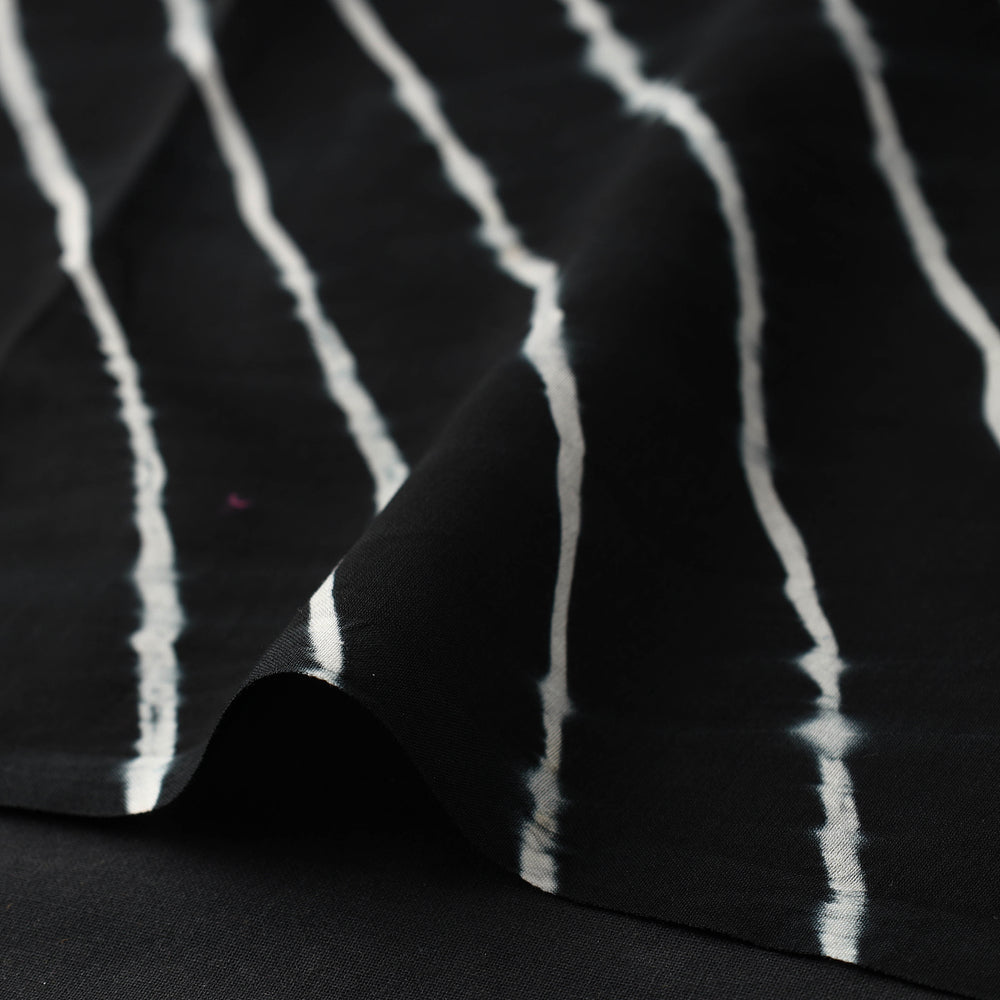 Black - Leheriya Tie-Dye Chanderi Silk Fabric 04