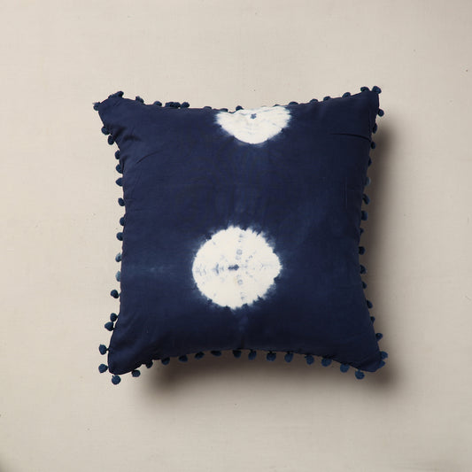 Jaipur Block Printed Cotton Cushion Cover with Pom-Pom (16 x 16 in)