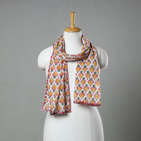 Yellow - sanganeri cotton stole 18 - handcrafted