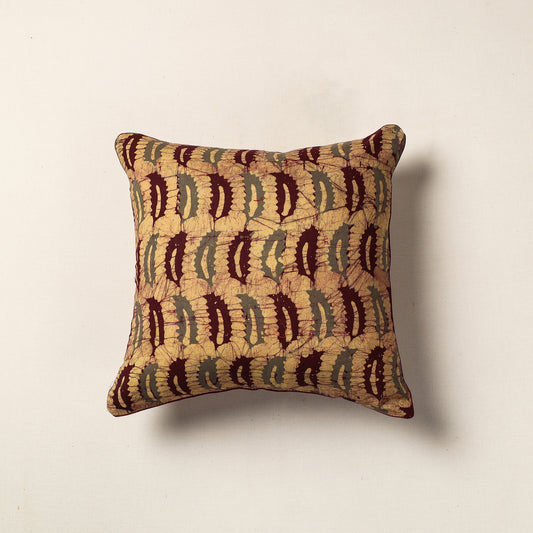 Yellow - Hand Batik Printed Cotton Cushion Cover (16 x 16 in)