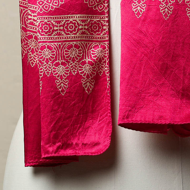 Pink - Mashru Silk Printed Ajrakh Stole 06