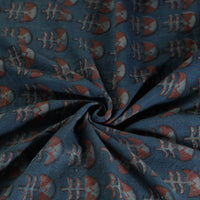 Blue - Pure Wool Handloom Akola Print Fabric 01