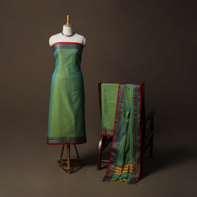Dharwad Mercerised Cotton 3pc Unstitched Dress Material Suit Set with Woven Border 42