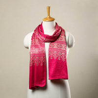 Pink - Mashru Silk Printed Ajrakh Stole 07