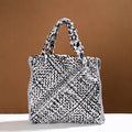 Black Handwoven Upcycled Cotton Hand/Lunch Bag