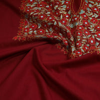 Red - 2pc Kashida Hand Embroidery Cotton Dress Material 59