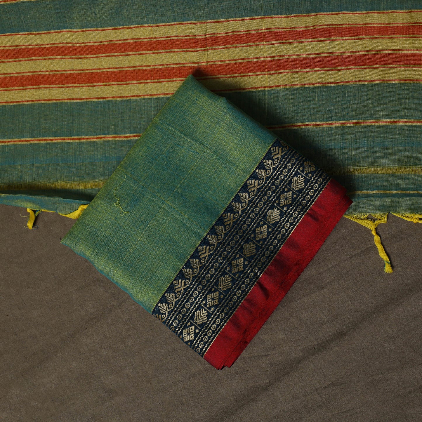 Dharwad Mercerised Cotton 3pc Unstitched Dress Material Suit Set with Woven Border 42