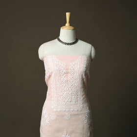 Lucknowi Hand Embroidered Kota Doria Cotton Chikankari 2pc Unstitched Dress Material 124