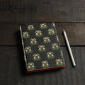 Black - flower motif handmade notebook - handcrafted