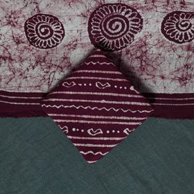 Kutch Hand Block Batik Print Cotton 3pc Unstitched Dress Material Suit Set 17