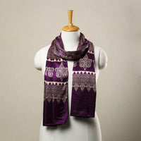 Purple - Mashru Silk Printed Ajrakh Stole 14