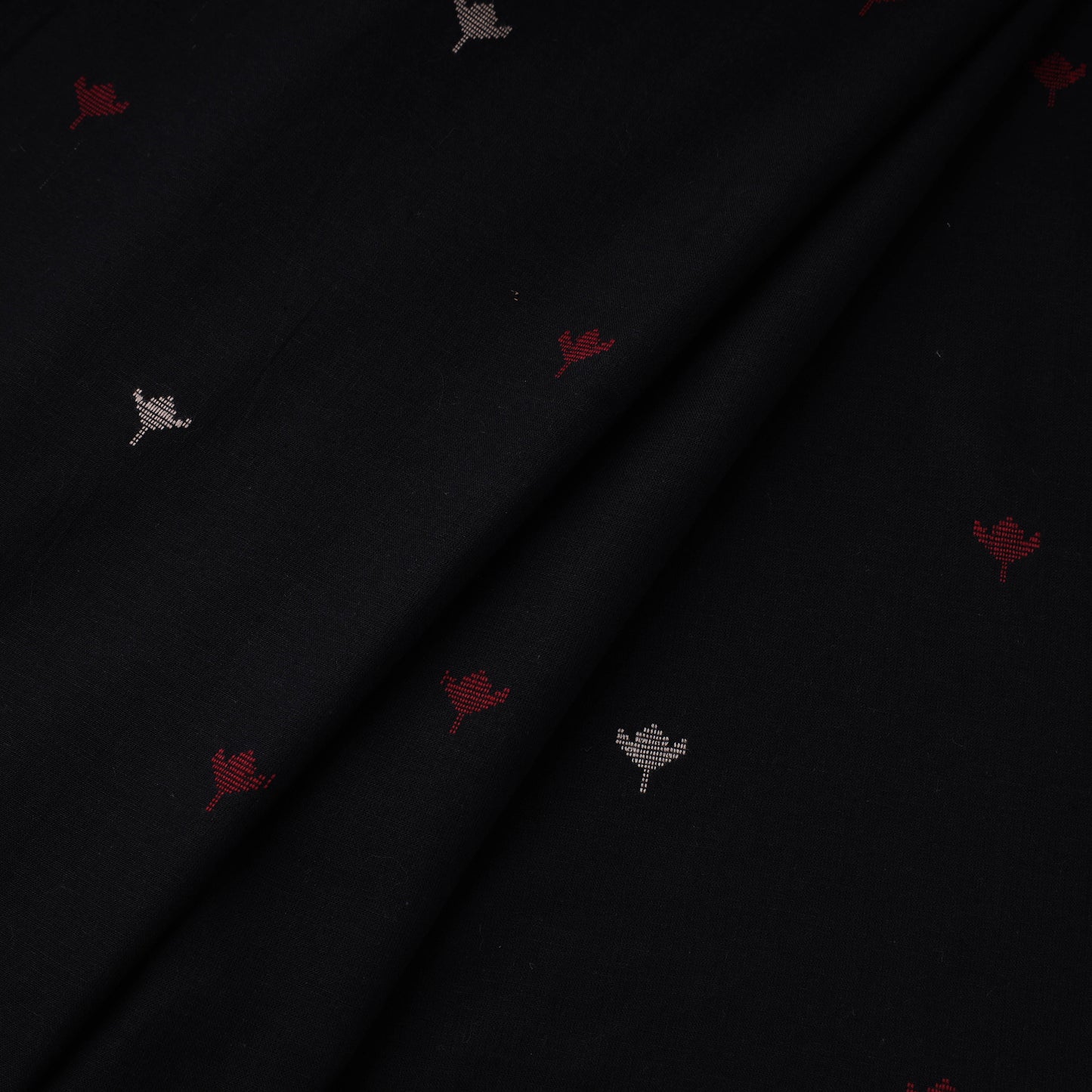 Black Prewashed Cotton Jacquard Fabric