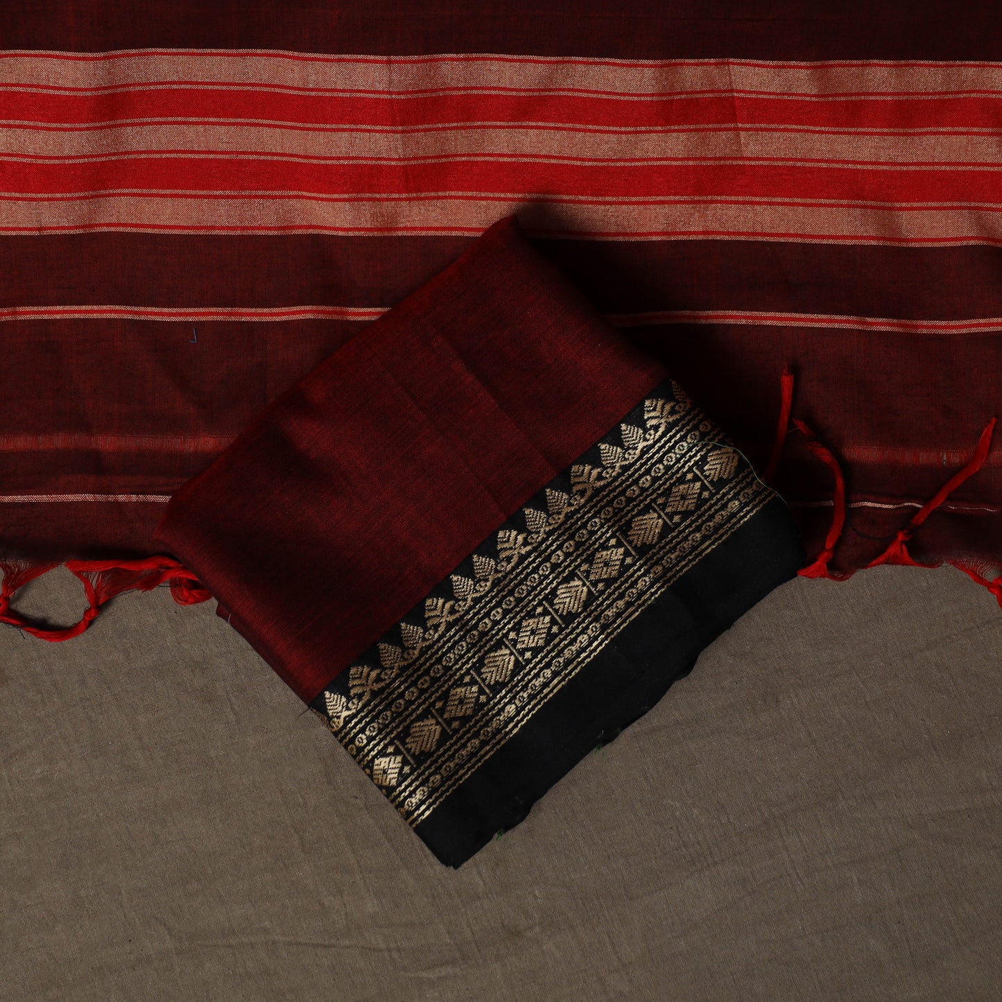 Dharwad Mercerised Cotton 3pc Unstitched Dress Material Suit Set with Woven Border 43