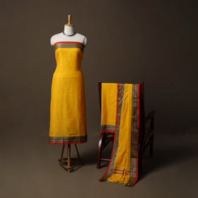Dharwad Mercerised Cotton 3pc Unstitched Dress Material Suit Set with Woven Border 44