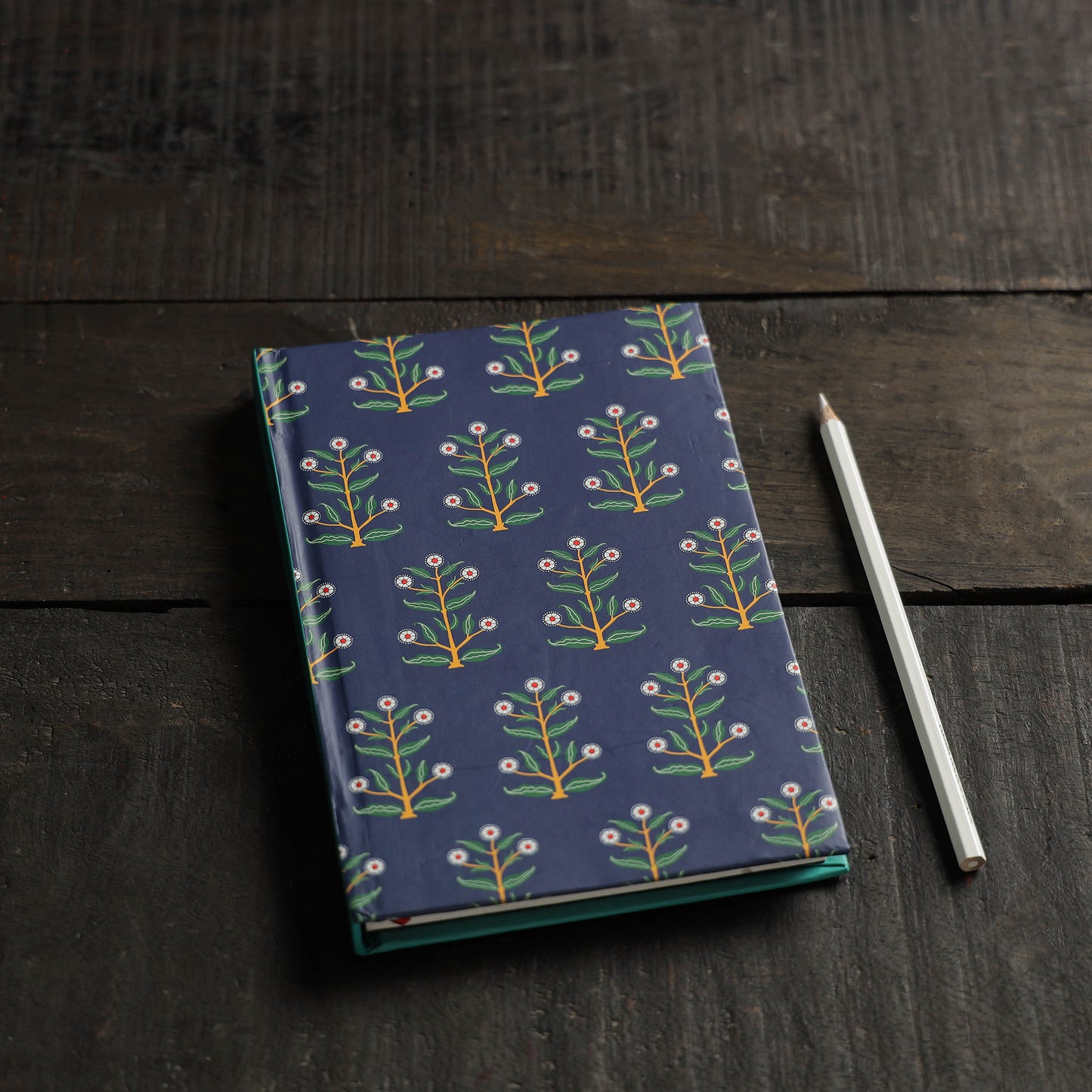 Blue - Flower Motif Handmade Notebook